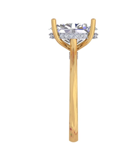 Bague de fiançailles solitaire classique en or jaune 14 carats plaqué or, diamant de laboratoire taille ovale, halo caché, certifiée IGI, pour femme - Product Image 4