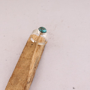 Wholesale 925 Sterling Silver Oval Copper Turquoise Bezel Set Natural Matrix Turquoise Cabochon <b>Ring</b> <b>Plain</b> Band Unisex Party - Product Image 3