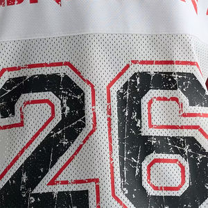 Jersey de malla estilo boxy con servicio OEM para unisex, color blanco, jersey corto con hombros caídos y manga media. - Product Image 4