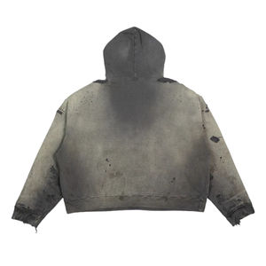 Sweat-shirt d'hiver épais pour homme, effet vieilli, délavé vintage, style streetwear grunge, coupe oversize, en molleton de coton - Product Image 4