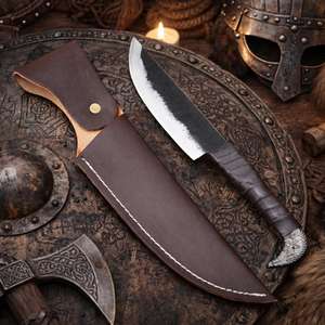 Cuchillo de Acero con Alto Contenido de Carbono Forjado a Mano, Hoja Fija, Estilo Vikingo Medieval, Grado Industrial, Marca UA Supplies - Product Image 3