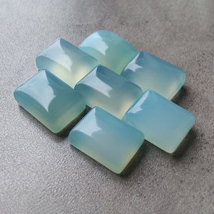 Cabujón Rectangular de Calcedonia Aqua Natural, Piedra Preciosa Suelta con Reverso Plano Calibrado, Suministro de Joyería, Todos los Tamaños Disponibles - Product Image 1