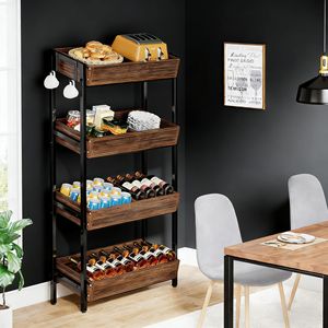 4-Tier Wood Storage Rack <b>Stand</b> Fruit and <b>Vegetable</b> Organizer - Product Image 5
