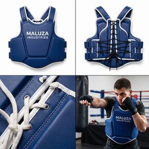MALUZA INDUSTRIES OEM Protection de Poitrine de Boxe Personnalisée en Cuir PU, Bouclier Abdominal, Protection Corporelle pour Sparring Intensif, Équipement Ajustable pour Homme - Product Image 4