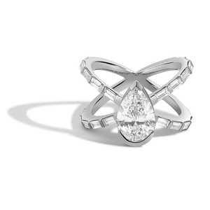 Bague en or massif 14K 18K avec diamants de laboratoire taille poire et baguette, design croisé en X, multi-pierres, motif infini, pour demande en mariage et déclaration, vente en gros - Product Image 3