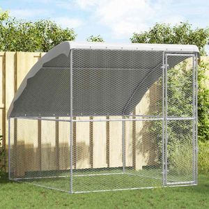 Cage à poulets en acier galvanisé argenté 6,56 x 6,56 x 6,56 pieds, cage pour animaux - Product Image 1