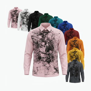 Camisa de Vestir de Manga Larga con Diseño Abstracto Personalizado para Oficina y Trabajo, Camisas Casuales Elegantes con Diseño Gráfico Moderno - Product Image 1