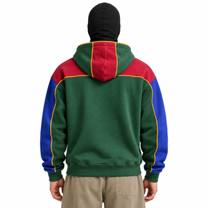Fabricant de sweats à capuche zippés pour hommes avec couleurs contrastées, en molleton de coton premium, logo personnalisé, vêtements décontractés, fournisseur B2B - Product Image 5