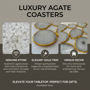 Natural Salt Agate <b>Coasters</b> Gold Edged Luxury Gemstone Sliced Stone <b>Drink</b> <b>Coaster</b> Set for Home Decor Wholesale Artisan Gift - Product Image 6