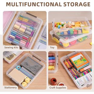 Set di 3 Contenitori di Plastica Trasparente con Coperchi a Chiusura, Scatole Portatili per Progetti, Contenitori Impilabili per Organizzazione - Product Image 5