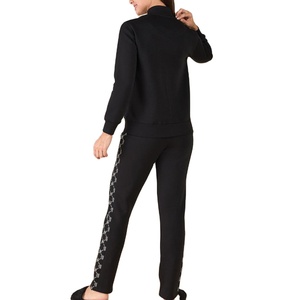 Ensemble de survêtement patchwork 2 pièces pour femme – Veste zippée et pantalon de sport |   Ensemble de survêtement décontracté en coton pour femmes - Product Image 6