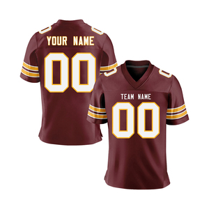 Custom Maroon Gold American Football Jersey V-Neck Short Sleeve Mesh Breathable 100% Polyester Sublimated Print Front Team <b>Name</b> - Product Image 1