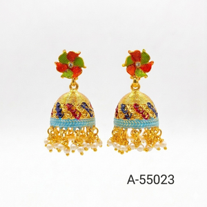 Luxury Gold Plated Stone Earrings with CZ Diamonds – Elegant Bridal & Festive Wear Jewelry 55023 - Product Image 2