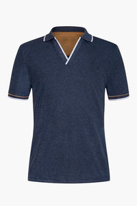 Polo en coton bleu marine uni pour homme, manches courtes, respirant, décontracté, été, tissu Oxford, style uni teint - Product Image 4