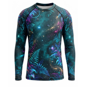 เสื้อรัดรูปแขนยาวแบบยูนิเซ็กซ์ พิมพ์ลายกาแล็กซี่ดอกไม้ด้วยเทคนิค Heat-Transfer แห้งเร็ว UPF50+ ป้องกันแบคทีเรีย สำหรับเล่นกีฬา - Product Image 2