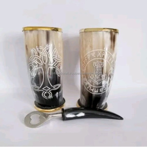 Personalizado exquisito Vintage oso bebiendo Koi taza hecha a mano cuerno Natural corto antiguo tallado estilo Animal negocio perfecto - Product Image 4