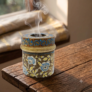 Brûleur à Bakhoor en bois au design artistique indien, Mabkhara colorée pour le Ramadan, cadeau de l'Aïd, porte-encens moderne du Moyen-Orient, brûleur à Oud - Product Image 3