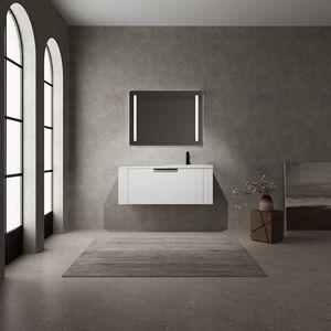 Mobile Bagno Moderno Bianco da 48 Pollici con Lavabo Integrato, Ampio Spazio, Set Completo - Product Image 5