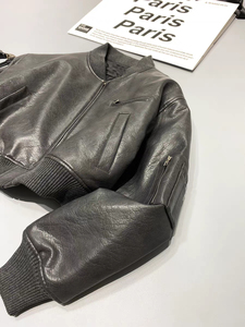 OEM Wholesale High Street American Retro Spice Girl Cotton <b>pilot</b> Thickened Distressed Leather Waterproof Men's Bomber <b>Jacket</b> - Product Image 3