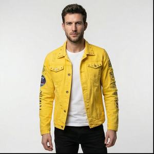 Funky Streetwear Patchwork Botones Rasgados Recortada Jean Chaqueta de mezclilla para hombres y damas en todos los tamaños Chaquetas de mezclilla para hombres Abrigos - Product Image 1