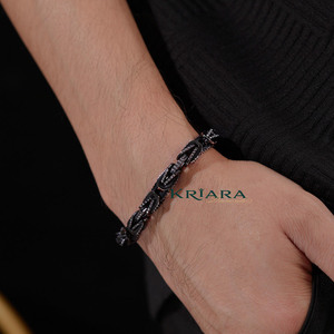 Bracelet chaîne en argent 925 pour homme avec moissanite, coupe ovale classique, sertissage pavé, bijou à porter au quotidien - Product Image 2