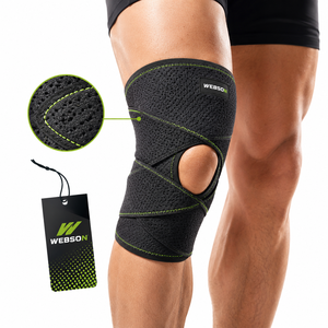 Genouillère Webson respirante et réglable avec compression, en caoutchouc naturel/PVC, fermeture auto-agrippante pour le sport et le fitness, unisexe - Product Image 5
