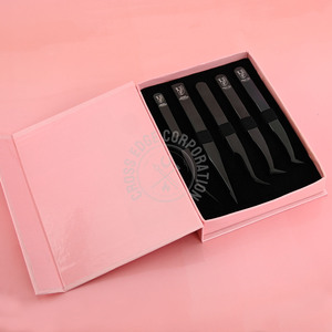 คีมหนีบขนตาแบบตรงขนาด14ซม. แหนบต่อขนตาสีดำด้ามจับเบาสแตนเลสปลายแหลม - Product Image 1