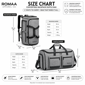 Heather Grey <b>Black</b> Custom 2 in 1 Duffel <b>Backpack</b> Shoe Compartment Multi Pocket Travel Gym Bag Water Resistant OEM Holdall - Product Image 2