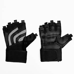 HANDSCHUHE INDUSTRIES New Design PU Fingerless Weight Lifting <b>Gloves</b> Adjustable Wrist Strap Buckle Closure Sports Unisex Gym - Product Image 1