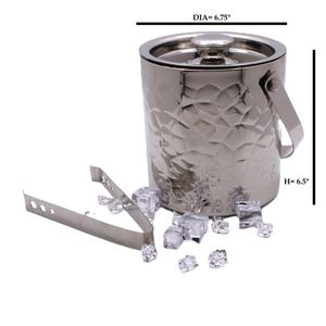 ถังน้ำแข็งโลหะทนทาน ถังเก็บความเย็นสแตนเลส พร้อมฝาปิดและที่คีบ - Product Image 4