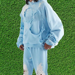 Survêtement d'hiver pour femme de qualité supérieure, léger, respirant, effet délavé, broderie vieillie, à capuche, pour le jogging, avec logo personnalisé - Product Image 2