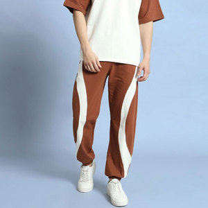 Pantalones Deportivos de Algodón Marrón para Hombre, Cintura Elástica con Cordón, Estilo Casual, Franja Lateral, Peso Medio, Transpirables, para Otoño - Product Image 3