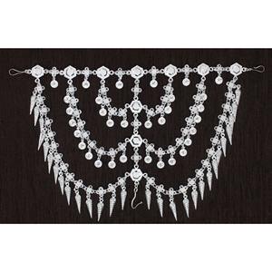 Chaîne de cheveux ethnique traditionnelle pour femme du Golfe, bijou de tête de mariée DamdiTikka plaqué argent artificiel, fait main, chaîne à pampilles tendance - Product Image 3