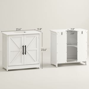 Mobile Lavabo Moderno in Stile Fattoria in MDF Bianco con Ante Scorrevoli e Ripiano Regolabile - Product Image 3