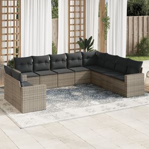 Conjunto de Sofás de Jardín Modulares Grandes de Ratán PE Gris y Acero con Recubrimiento en Polvo, Producto de Alta Calidad - Product Image 1