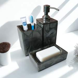 Juego de Baño de Resina con Diseño Moderno 2026, 3 Piezas, Dispensador de Jabón, Portacepillos de Dientes y Bandeja para Cosméticos, a Precio Accesible - Product Image 2