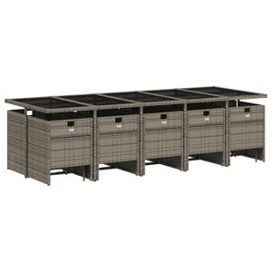 Juego de Comedor de Jardín de 15 Piezas en Ratán Sintético Gris y Negro, 14 Asientos y 1 Mesa - Product Image 4