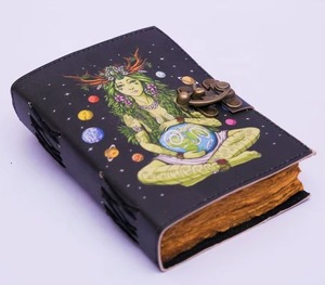 Vintage B5 Leather Bound <b>Diary</b> Handmade Embossed Design <b>Notebook</b> with Lock Closure & Blank Paper - Product Image 5