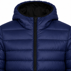 Blue Eco-friendly Thick Puffer <b>Jacket</b> Front Unisex Winter Casual Windproof Zipper Closure Regular Fit Solid Color OEM Service - Product Image 5