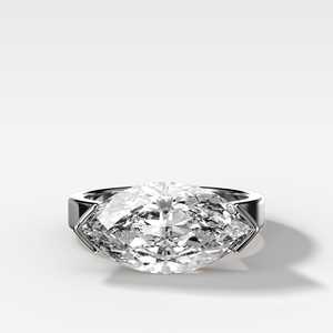 Marquise Cut Lab Grown Diamond Solitaire Engagement <b>Ring</b> 14k Gold 925Silver 4ct Half Bezel Wide 3.5mm Band Manufacture Wholesale - Product Image 5