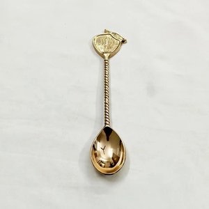 Cuchara Corta Dorada de Latón con Diseño de Girasol y Mango Hecho a Mano para Hoteles y Restaurantes, Cucharas Artesanales para la Cena - Product Image 3