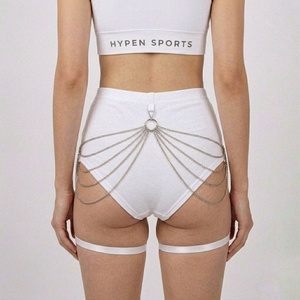 Women Pantie Style Short <b>Booty</b> Pantie Type Gym Short For Women Hypen Sports Special Product Chain-Link Party Sexy Chain Short - Product Image 4