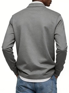 New Arrival <b>Men's</b> Anti-Wrinkle Cotton/Polyester Pique Long Sleeve for <b>Shirts</b> Solid Color Slim Fit Casual Breathable Regular Fit - Product Image 2
