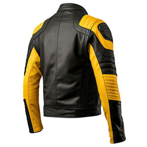 Casual <b>Biker</b> Men Leather <b>Jacket</b> Stand Collar Side Pockets Secure Closure Lightweight Travel Wear Leather <b>Jacket</b> For Men Custom - Product Image 2