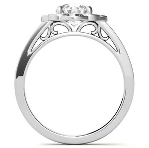 Bague en Moissanite en Argent Sterling 925 Plaqué Or Blanc, Géométrique, pour Fiançailles, Mariage, Solitaire, Promesse, Élégante pour Soirée - Product Image 2