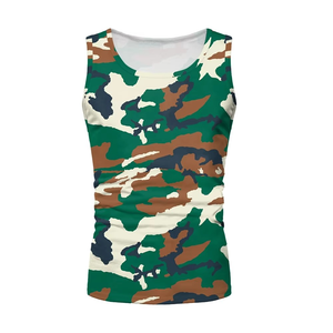 Débardeur pour homme imprimé camouflage, col rond, sans manches, décontracté, respirant, vêtements de sport, tricoté en polyester, débardeurs ajustés - Product Image 2