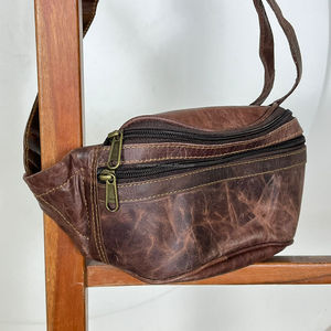 Genuine Leather Fanny Pack Well Made Durable Leather Waist Bag with Zipper <b>Pocket</b> Multifunctional Traveling Running Waist Pouch - Product Image 5