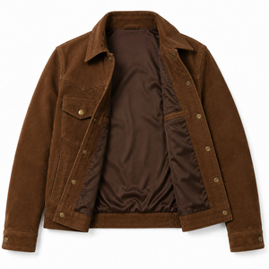 Men's Solid Winter Leather Jacket High Quality 320g Luxury Vintage Style Motorcycle <b>Coat</b> <b>Zipper</b> Front Logo Stand Collar Custom - Product Image 3
