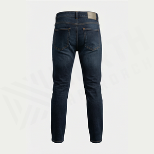 Jean en denim coupe droite délavé foncé pour homme, taille haute, coupe slim, en coton, style décontracté, pantalon d'automne - Product Image 3