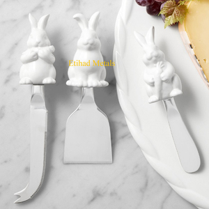 Premium <b>Cheese</b> Knife <b>Set</b> of 3 With Wooden Handle Olive Wood Handle <b>Cheese</b> <b>Set</b> Sculptural Bunny <b>Cheese</b> Knives, <b>Set</b> of 3 - Product Image 2